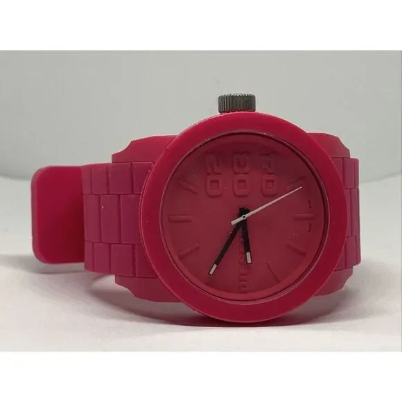 Diesel DZ1439 Unisex Pink Silicone Analog Dial Quartz Genuine Wrist Watch WFH12
